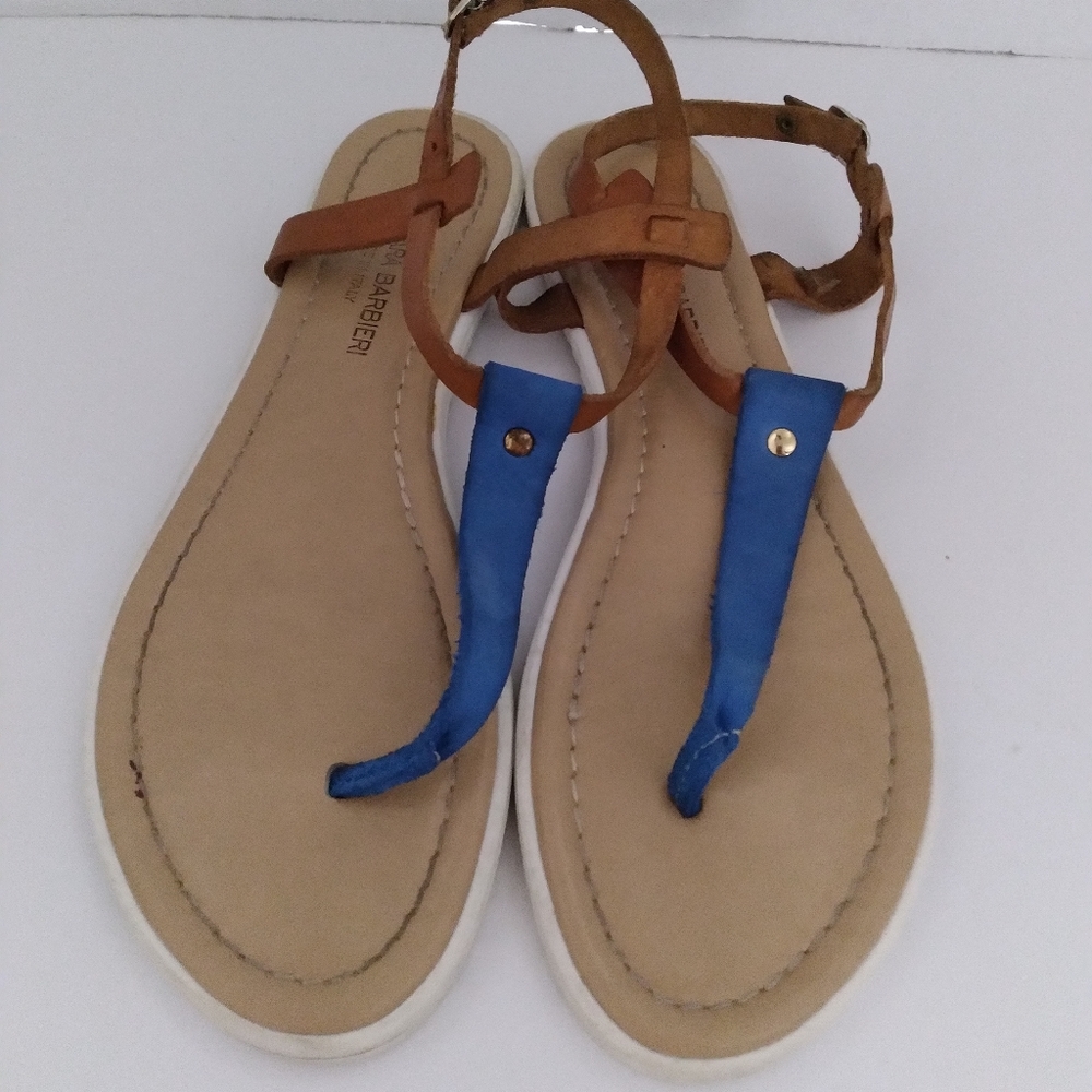 Barbara Barbieri Italy Thong Leather Blue Sandals